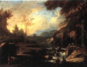 River Landscape With Herders And Their Flocks