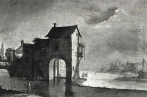 Capriccio Of A Venetian Lagoon With Anglers by Marco Ricci