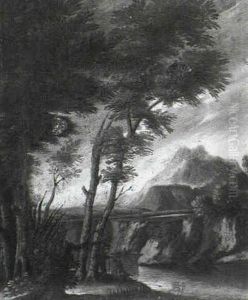 Landscape With Figures Resting Beside A River by Marco Ricci
