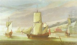 The Royal Yacht Fubbs In An Italianate River Landscape The Royal Yacht Fubbs In An Italianate River Landscape