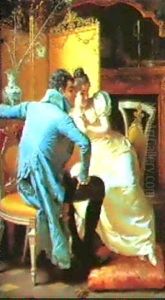 Lovers In An Elegant Interior by Pio Ricci