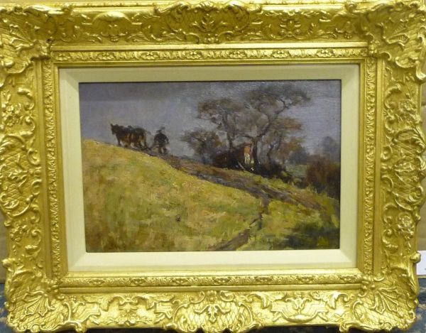 Farmer With Two Shire Horses Ploughing - view 1