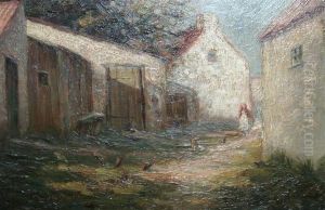Chickens In A Farmyard by James William Booth
