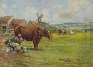 Milk Time At Hinderwell by James William Booth