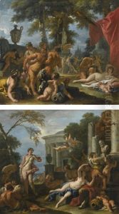A Bacchanal In Honor Of Pan; The Feast Of Silenus by Sebastiano Ricci