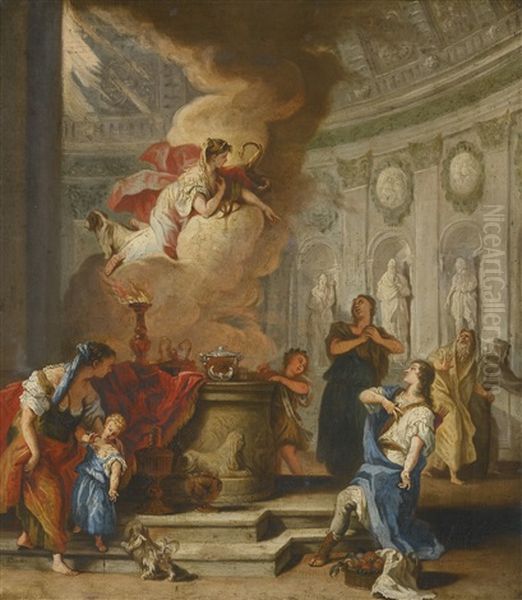 A Goddess Flanked By A Snake And A Dog Appearing In A Temple - view 1