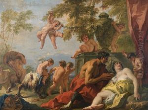Satyre Reconfortant Une Nymphe by Sebastiano Ricci