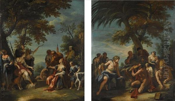 Meleager Offering The Spoils Of The Calydonian Boar To Atalanta (+ Apollo And Paris In The Presence Of King Midas; Pair) - view 1