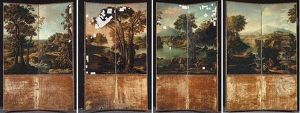 A Mountainous River Landscape With Travellers, A Town Beyond by Sebastiano Ricci