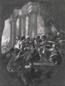 A Roman General Instructing A Messenger In A Crowded Temple