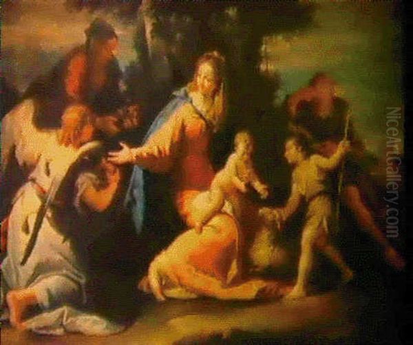 La Sacra Famiglia Con Un Angelo E I Santi Elisabetta E      Giovannino (il Riposo Nella Fuga In Egitto) - view 1