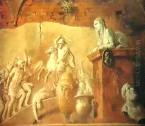 A Painting Of Fragments Of Classical Ruins...