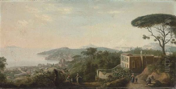 A View Of Posillipo, Naples (from Vomero, With Figures Resting In The Foreground And Capri In The Distance) - view 1