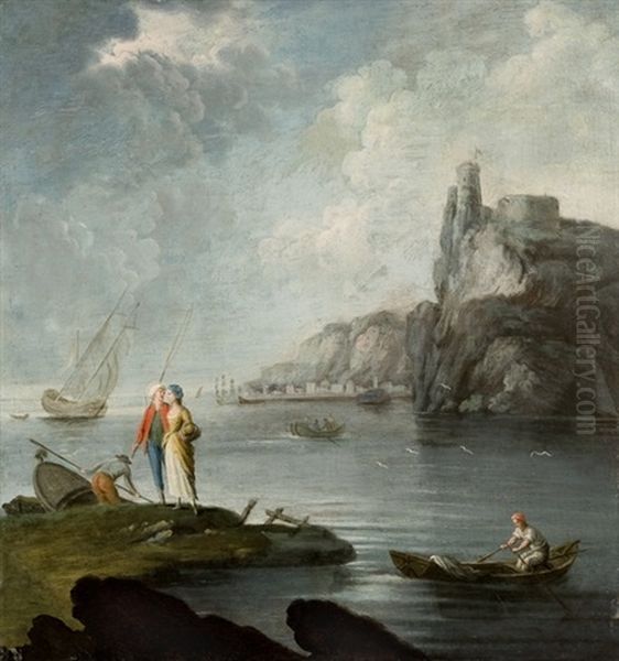 Veduta Ideale Di Baia Con Faro Turrito (+ Paesaggio Boschivo Con Rovine Classiche; 2 Works) - view 1