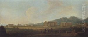 A View Of Paestum, With Grand Tourists In The Foreground