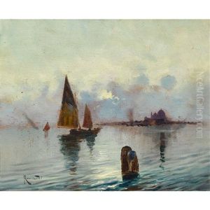 Segelschiffe Vor Venedig by Oscar Ricciardi