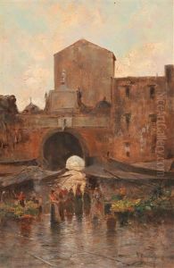 Market Scene In Naples by Oscar Ricciardi