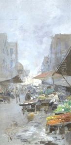 Street Market, Naples, A Pair by Oscar Ricciardi
