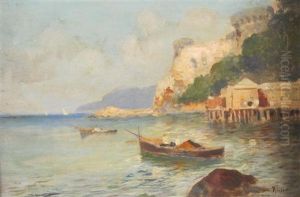 On The Italian Coast, And One Other Sketch Of A Coastal Scene (2 Works) by Oscar Ricciardi