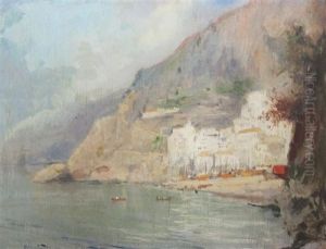 On The Italian Coast And One Other Sketch Of A Coastal Scene (2 Works) by Oscar Ricciardi