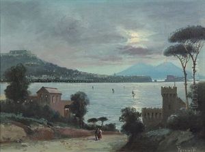 Scenes From Naples With Mt. Vesuvius In The Distance (2 Works)