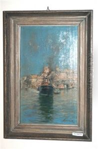 Seelandschaft Mit Dampfschiff