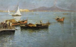 A View Of The Bay Of Naples by Oscar Ricciardi