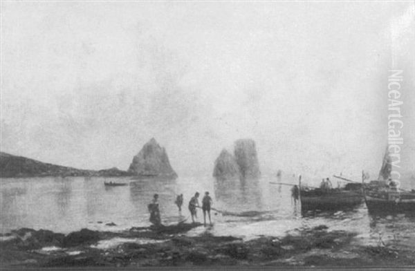 Harbor Scene With Fishermen - view 1