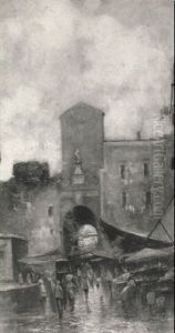 A Neopolitan Street Scene by Oscar Ricciardi