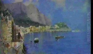 Parti Fra Napolibugten Ved Amalfi by Oscar Ricciardi