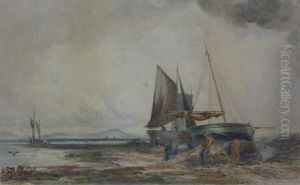 Fishing Boats On The Shoreline by Frederick William Booty