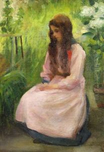 Young Woman In Pink Dress by John Hubbard Rich