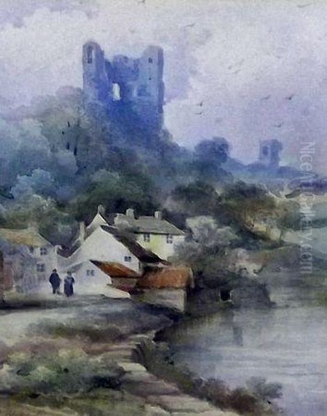 Riverside Village With Ruins Beyond - view 1