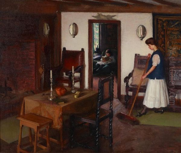 Girl Sweeping - view 1