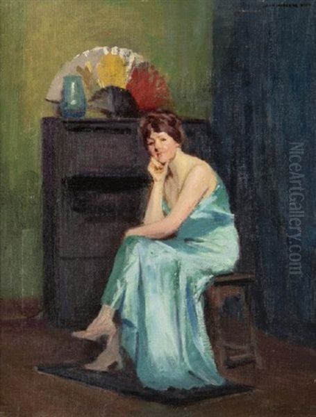 Woman In Blue Gown - view 1