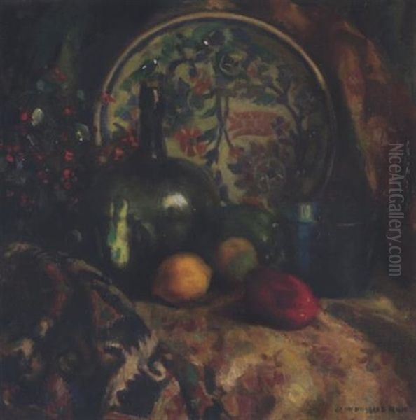 A Still Life With A Bowl, Fruit And A Bottle - view 1