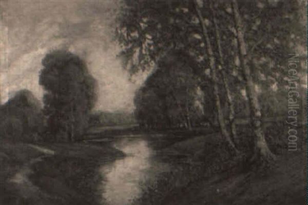 River Landscape With Autumn Birches - view 1