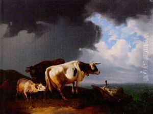 Kuh Und Schafe Vor Dem Gewitter