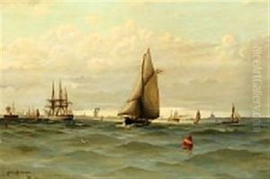 Several Ships On Copenhagen Roadstead by Ludvig Otto Richarde