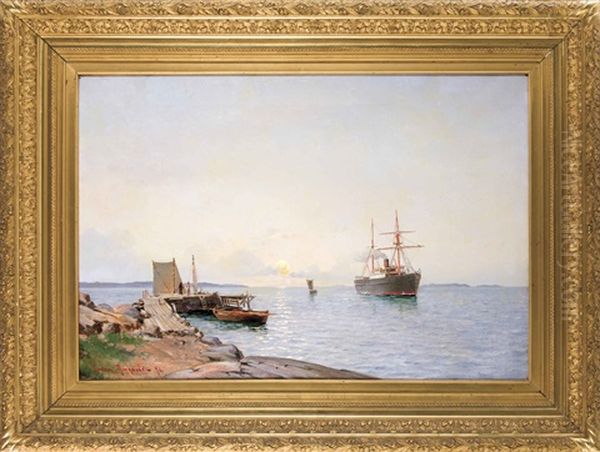 Einlaufender Segeldampfer Vor Sonnenuntergang - view 1