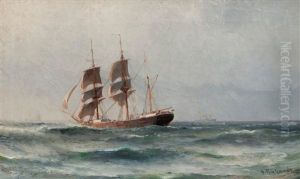 A Sailing Ship by Ludvig Otto Richarde