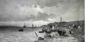 Fjordparti Med Huse by Ludvig Otto Richarde