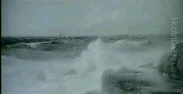 Marin Med Branningar Mot Klippig Strand - Havsutsikt Med    Segelbatar - view 1