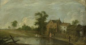 Farm Buildings With Figures By A Pond