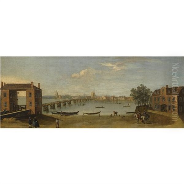 View Of The Thames At Putney Bridge (from The Fulham Bank, With The Swan Inn) - view 1