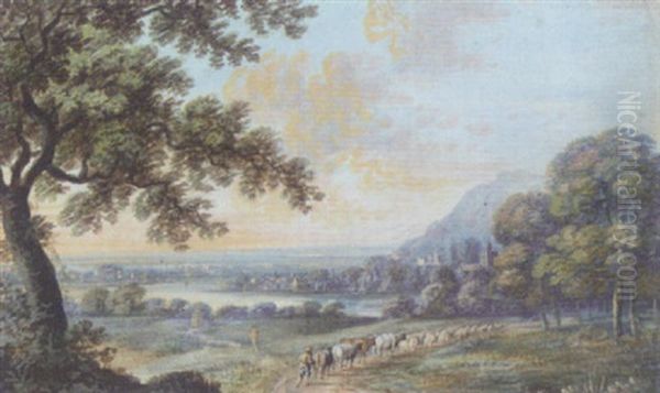 Drover With Cattle In A Landscape - view 1