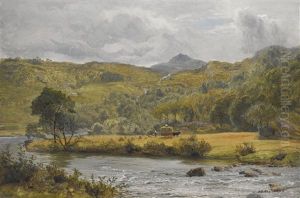 A River Landscape With Harvesters by Richard Peter Richards