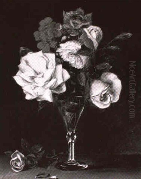 Roses In Crystal Goblet - view 1