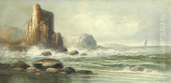 Rocky Coastline With The Ships In The Distance - view 1