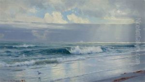 Crashing Waves Along The Seashore (off The Coast, Rhode Island) by William Trost Richards